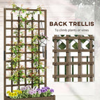Wooden Trellis Planter, Raised Garden Bed with Wheels and Bed Liner in Wooden