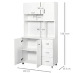 Freestanding Kitchen Storage Cabinet w/ Cupboard Cabinets Drawers Handles Shelf