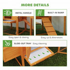 Wooden Chicken Coop with Run, Nesting Box, Slide-out Tray, Ramp
