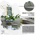 Rattan Outdoor Dining Table and Chairs for 4, Light Grey