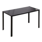 Dining Table for 4 People, Modern Rectangular Kitchen Table with Tempered Glass Tabletop and Steel Legs for Dining Room, Black