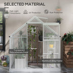 6 x 6ft Walk-In Polycarbonate Greenhouse with Foundation Window Silver