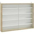 5-Tier Wall Display Shelf Unit Cabinet w/ Shelves Glass Doors Natural