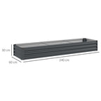 Galvanised Raised Bed for Garden, Outdoor Elevated Planter Box, Grey