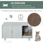 Stylish Grey Cat Box Furniture w/ Scratch, Magnetic Doors - Multipurpose Kitty Enclosure, Easy to Clean - !