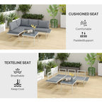 3 Piece Garden Furniture Set with 5-Level Adjustable Lounger, Grey