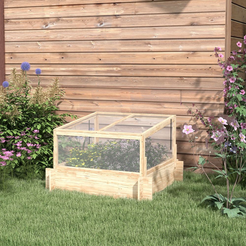 Outdoor Raised Garden Bed with Cold Frame Greenhouse and Openable Top
