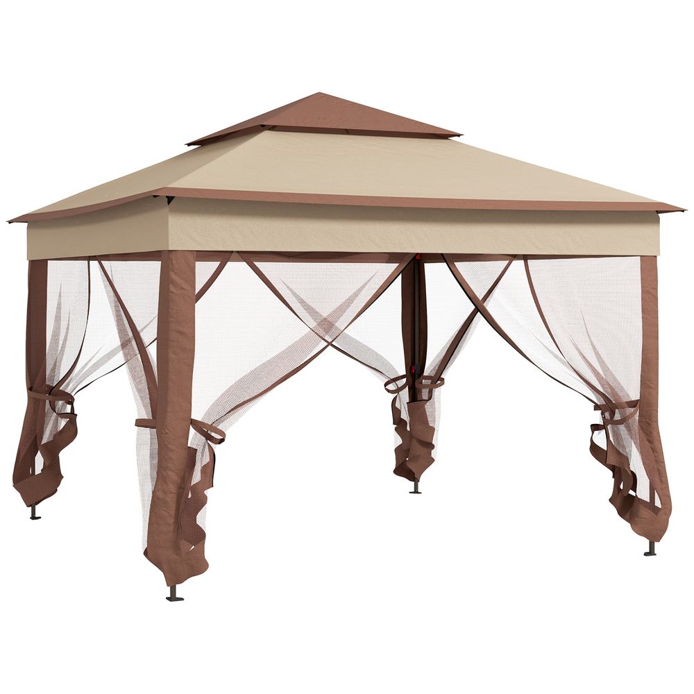 Garden Folding Tent Heavy Duty Pop Up Gazebo for Party - Light Grey Khaki