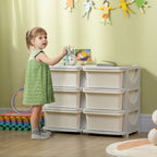 Kids Storage Units with 6 Drawers 3 Tier Chest Vertical Dresser Tower Toy Organizer for Nursery Playroom Kindergarten Cream