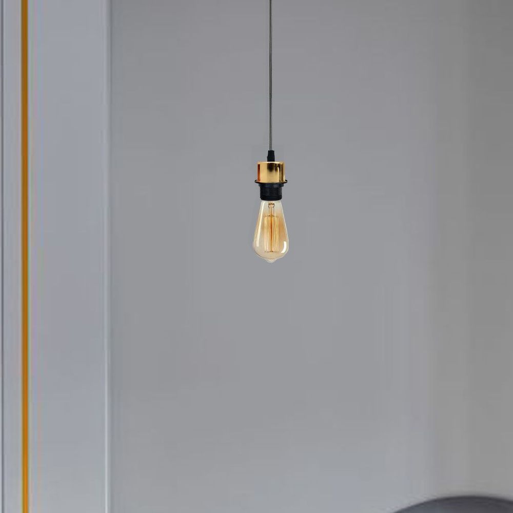 Industrial French Gold Pendant Light - 5 Pack, E27 Lamp Holder, Addable Lampshade, PVC Cable, Stylish, Dimmable