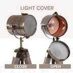 65L Wood/Bronze Tripod Floor Lamp - Adjustable Height & Shade - Stylish Home Decor