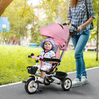 6 in 1 Trike for Toddler 1-5 Years with Parent Handle, Dark Blue