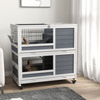 Double Deckers Rabbit Hutch: Spacious, Slide-Out Trays, Feeding Trough