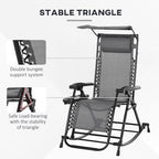 Folding Recliner Chair Outdoor Lounge Rocker Zero-Gravity Seat, Grey