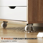 Mobile Filing Cabinet, 5-drawer File Cabinet with Wheels, Oak