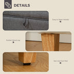 16L Linen Storage Ottoman Padded Footstool with Rubberwood Legs, Charcoal Grey