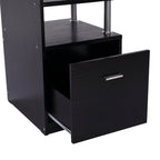 Computer Desk PC Workstation with Drawer, Shelves and CPU Storage Rack, Home Office Furniture, 152 x 60 x 88cm, Black with Wood Grain