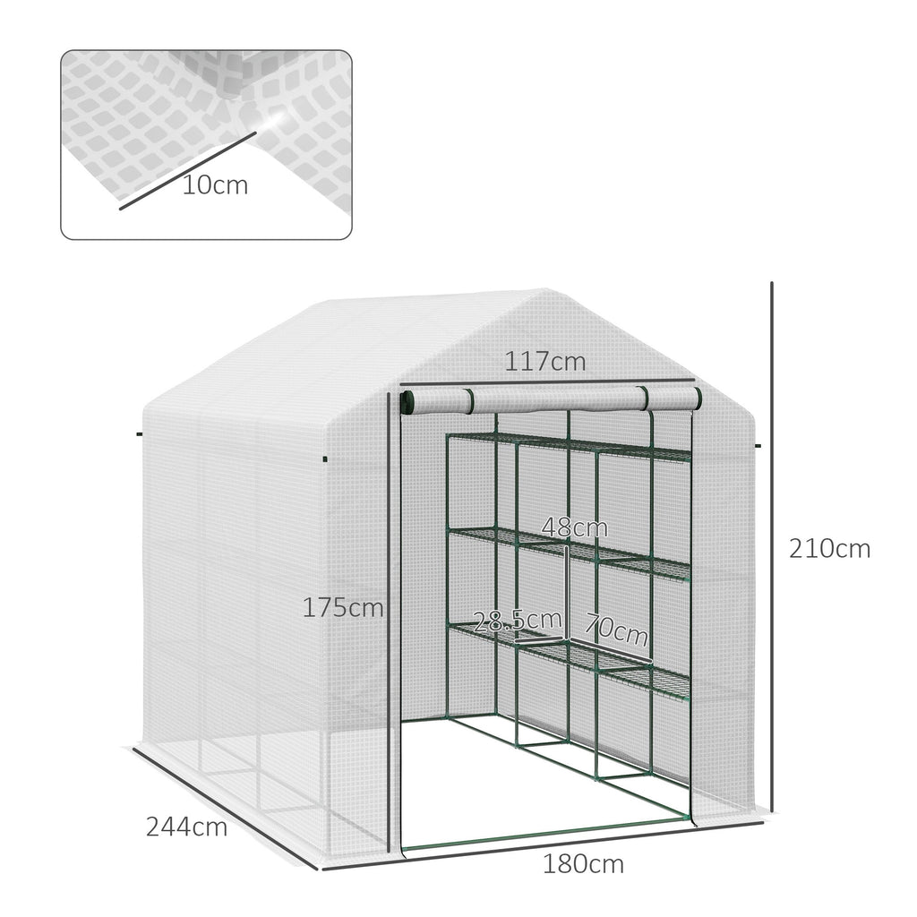Walk-in Garden Greenhouse Shelves Polytunnel Steeple Grow House