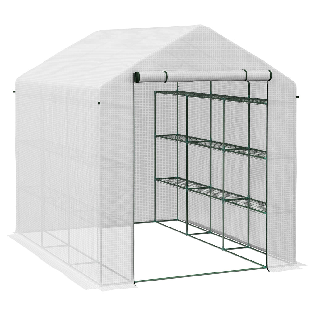 Walk-in Garden Greenhouse Shelves Polytunnel Steeple Grow House