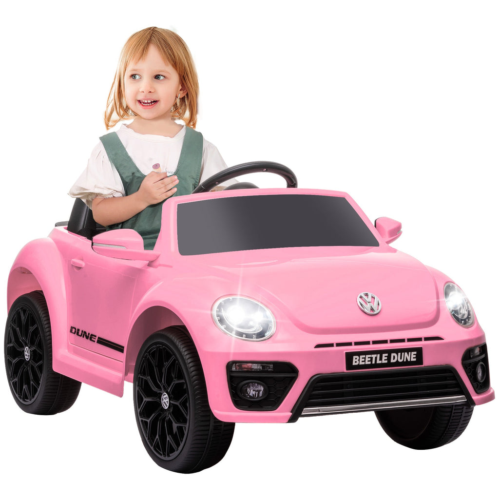 Volkswagen Beetle Licensed 12V Ride on Car w/ Remote Control Pink