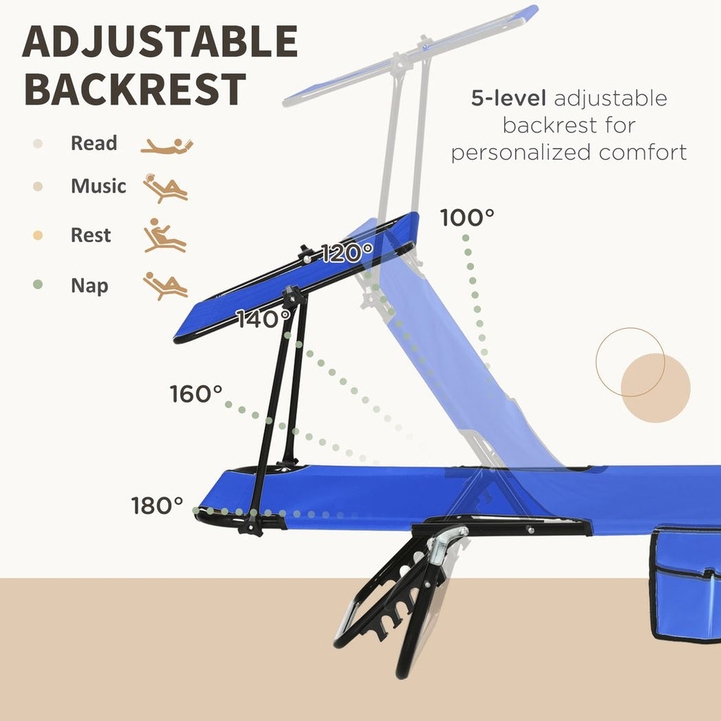 2 Piece Folding Sun Loungers with Adjustable Backrest