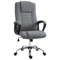 Office Chair, Computer Desk Chair, Linen Fabric Swivel Chair with Adjustable Height, Rolling Wheels for Home and Study, Grey Grey