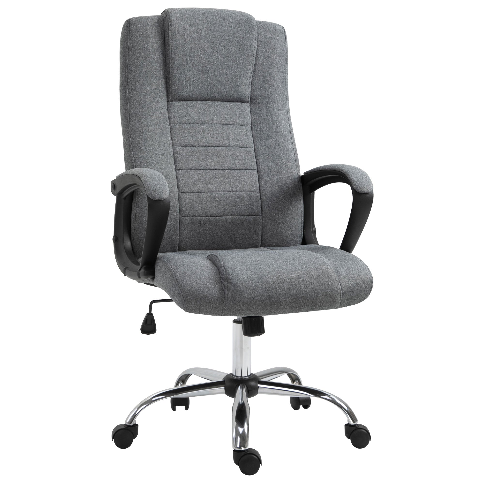Office Chair, Computer Desk Chair, Linen Fabric Swivel Chair with Adjustable Height, Rolling Wheels for Home and Study, Grey Grey
