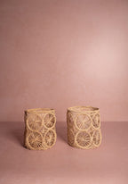 Atlántico Woven Hurricane Vase, Natural - Set of 2