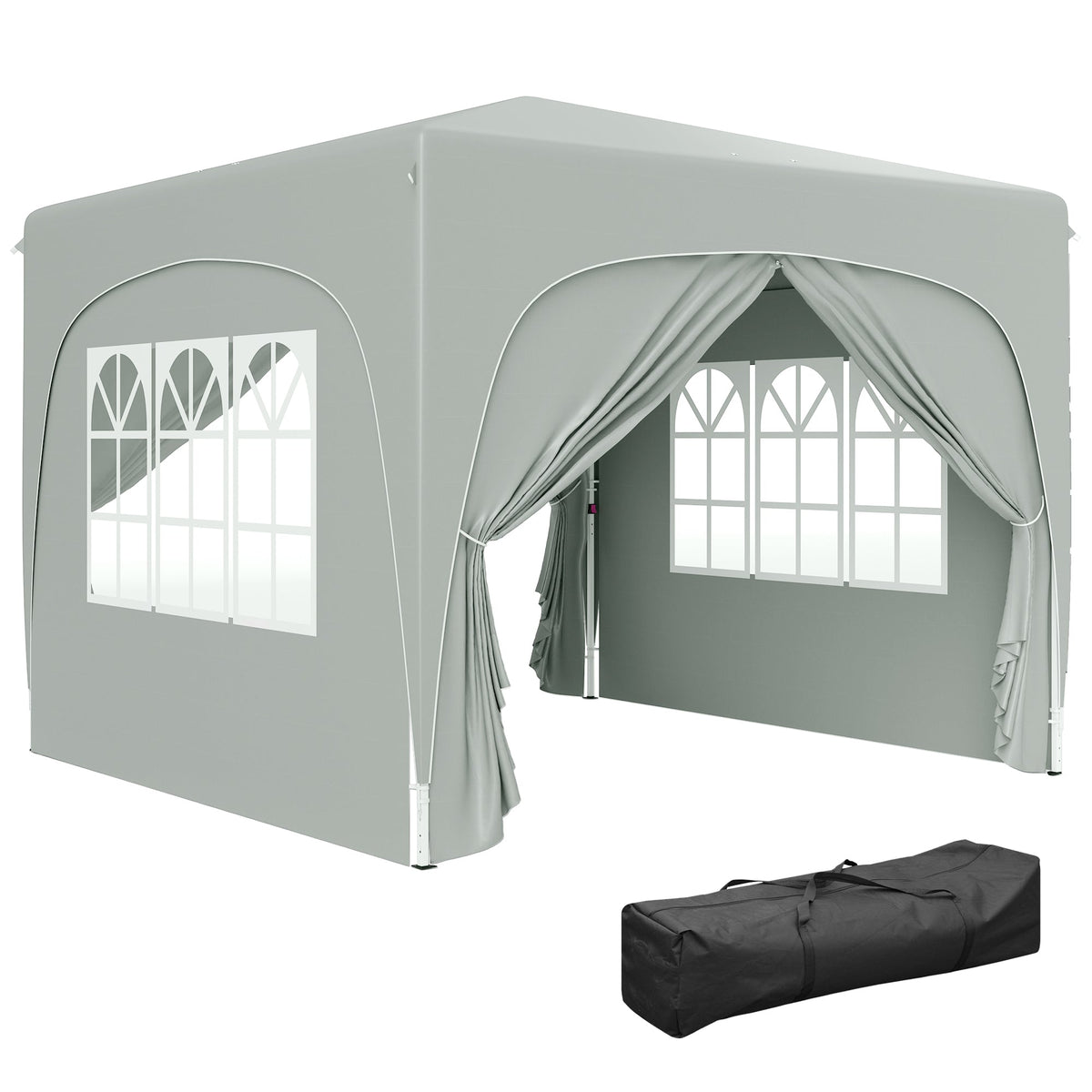 3 x 3(m) + Pop Up Gazebo with Sides and Carry Bag Light Grey