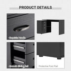 L Shaped Computer Desk, Reversible Home Office Desk with Drawers, File Cabinet and Storage Shelves, Study Table, 117 x 83.5 x 76cm, Black