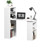120cm Modern Computer Desk Bookshelf Study Table Workstation PC Laptop Writing Home Office 6 Shelves, White White