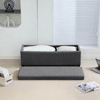 Storage Ottoman Bench, Corduroy Footstool with Removable Lid and Legs, 112cm, Grey