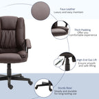Office Chair, Computer Desk Chair, Mid Back Executive Chair with Adjustable Height and Swivel Rolling Wheels for Home Study, Brown