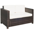 Rattan Wicker 2-seat Sofa Loveseat Padded Garden Furniture Brown