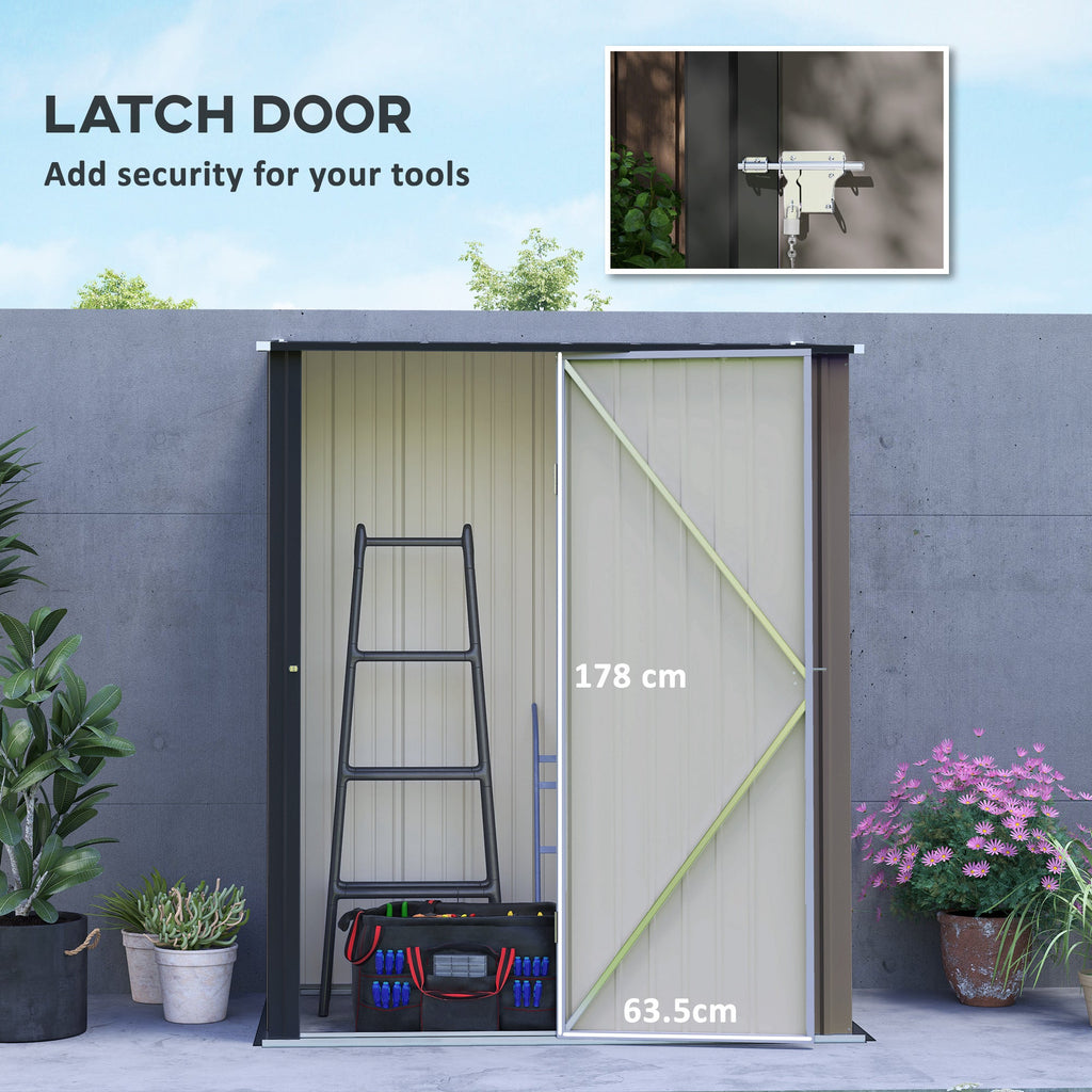 Outdoor Storage Shed w/ Lockable Door for Garden, Light Grey