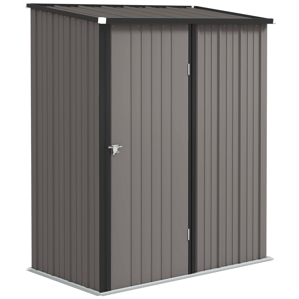 Outdoor Storage Shed w/ Lockable Door for Garden, Light Grey