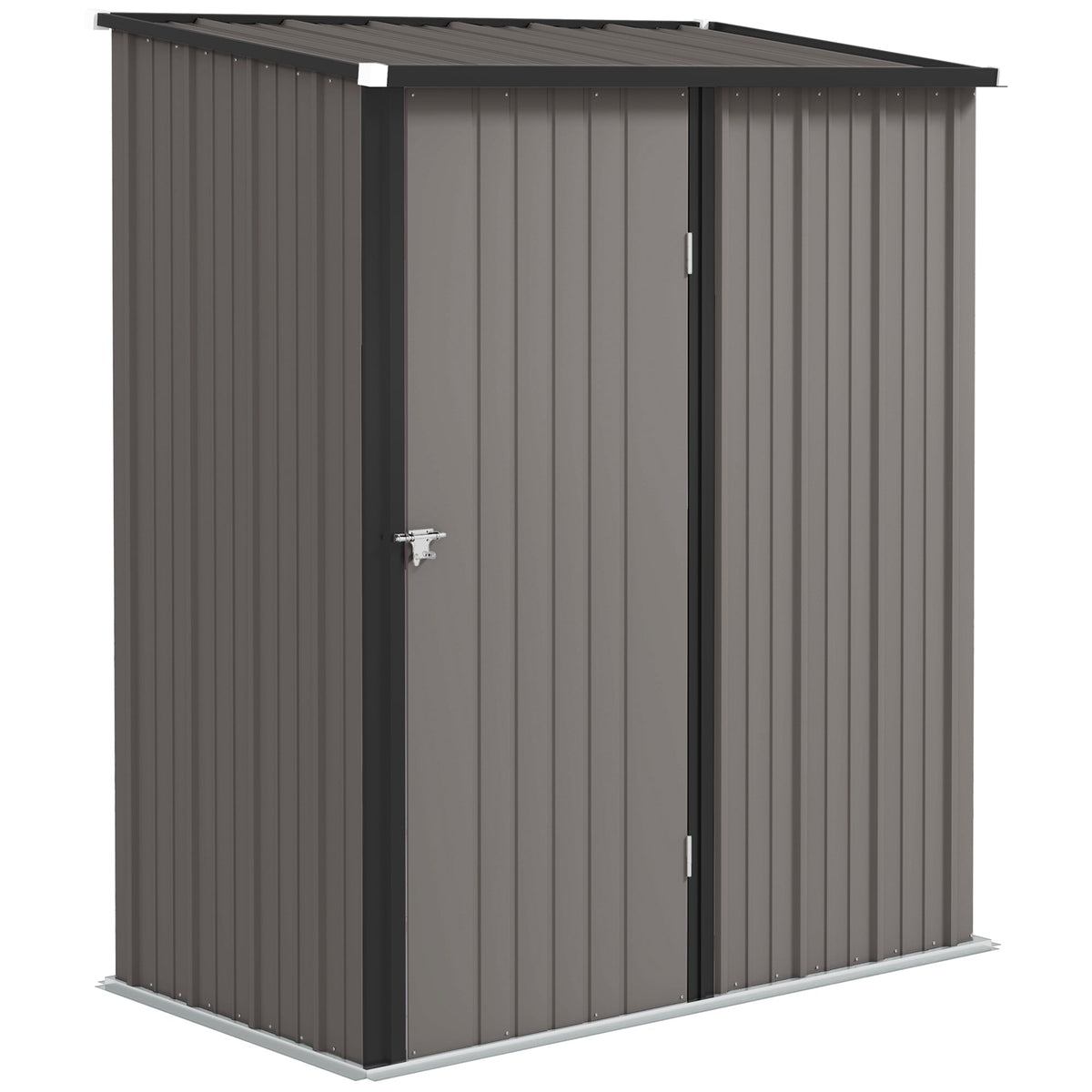 Outdoor Storage Shed w/ Lockable Door for Garden, Light Grey