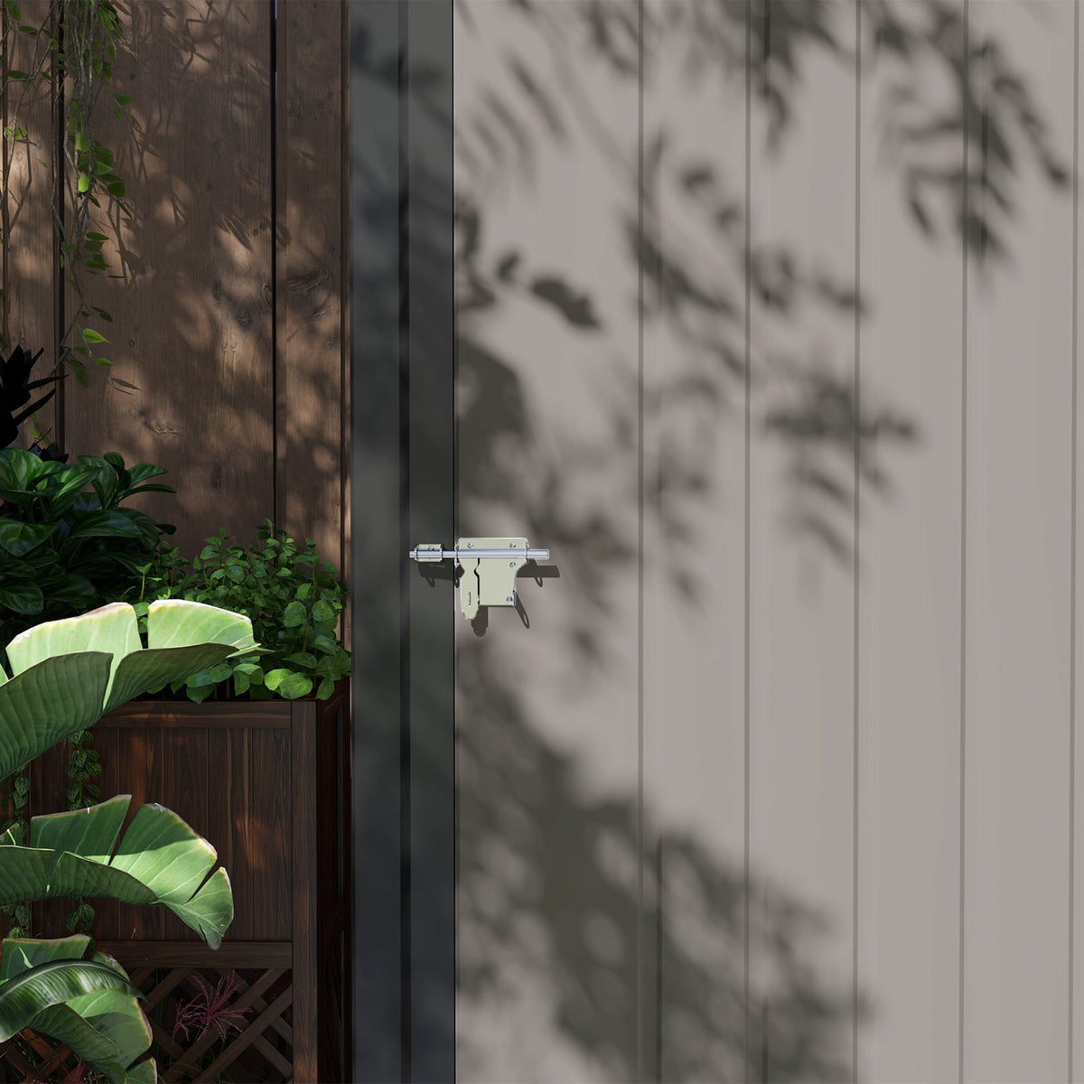 Outdoor Storage Shed w/ Lockable Door for Garden, Light Grey