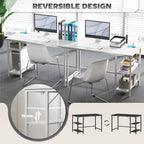 120 x 60 cm Computer Desk with Power Outlets and Reversible Shelves - White