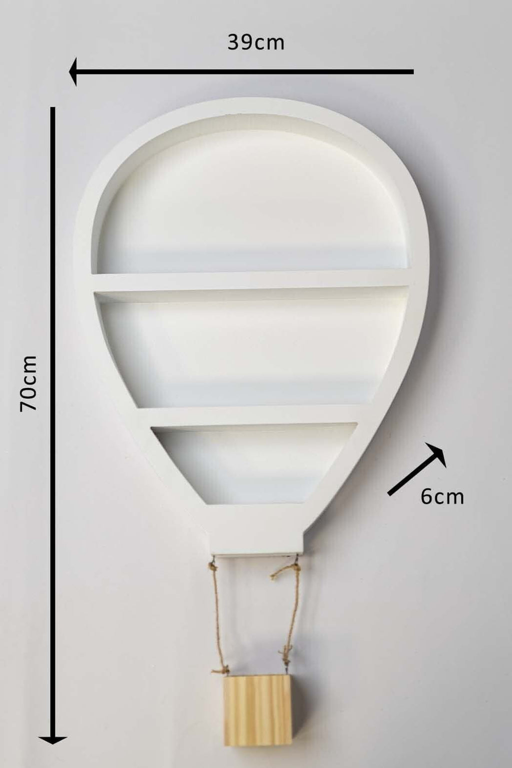 Hot Air Balloon Wall Shelf with LED Lights White MDF 70cm