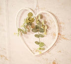 Small Artificial Eucalyptus Heart Wreath with White Fabric 22cm