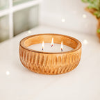 Large Apple Pie Scented Wooden Candle Round Autumn Décor 13cm
