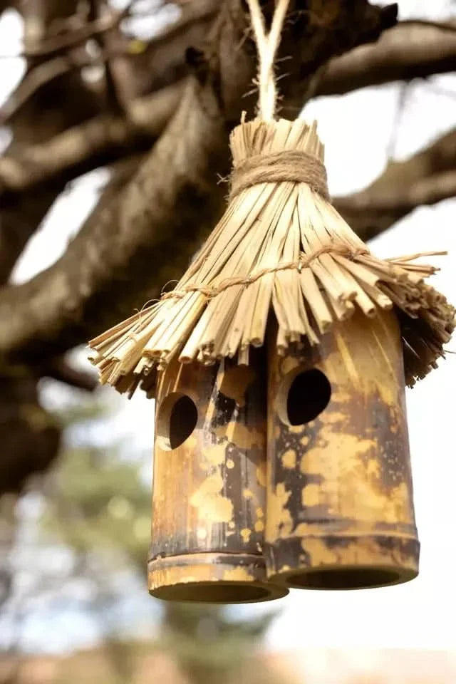 Tiki Wooden Hanging Bird Nest Box Rustic Garden Bird House Shelter