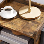 Classic Mahogany Side Table with Open Storage and Steel Legs