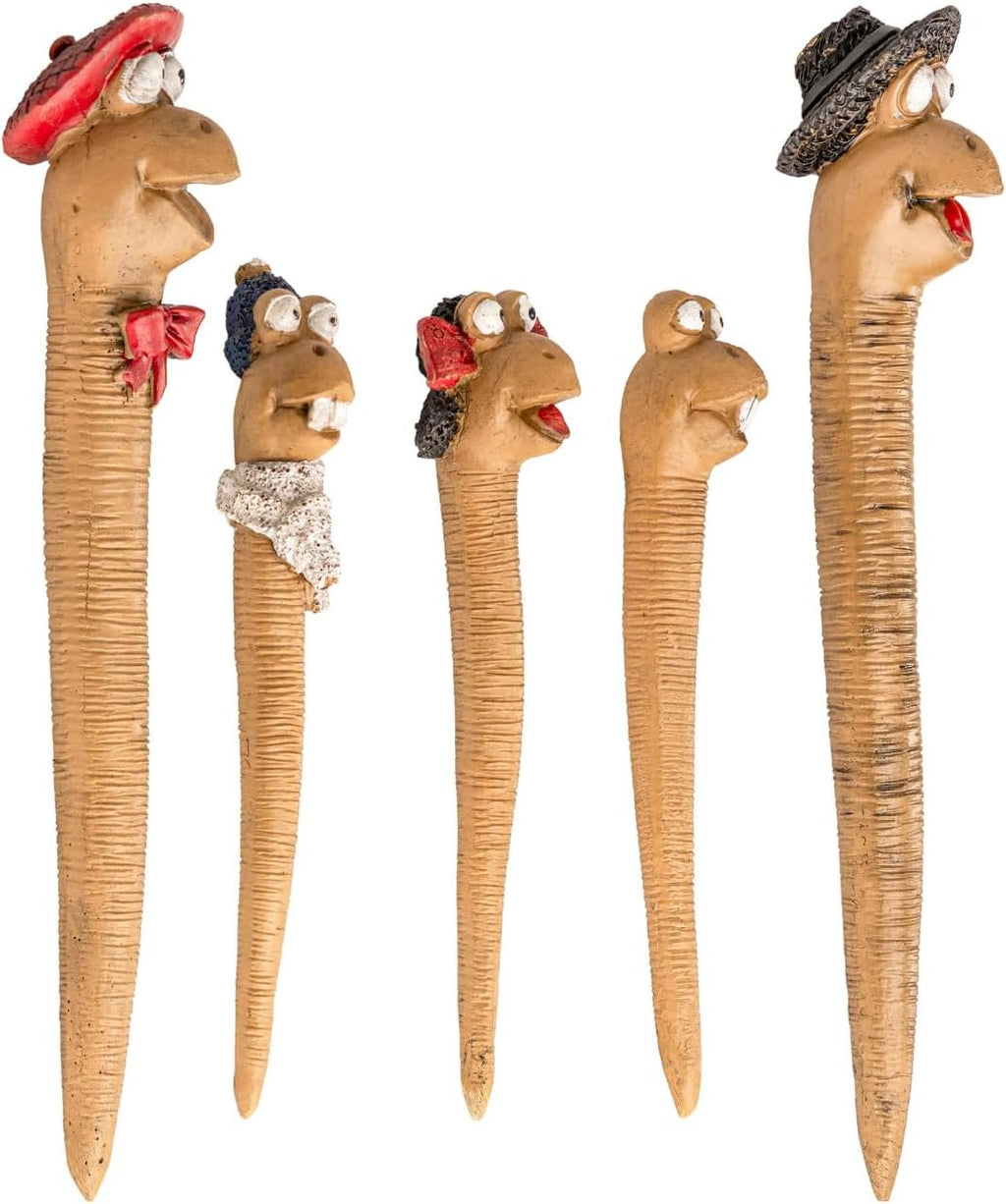 5 Piece Mini Garden Worm Ornaments Resin Plant Pot Figurines