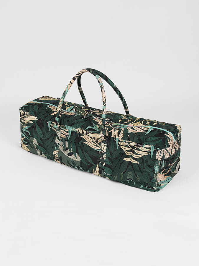 Yoga Studio GOTS Organic Cotton Designed Yoga Equipment Kit Bag - Floral Collection Green Jungle
