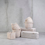 Whitewash Rattan Storage Baskets- Set of 3