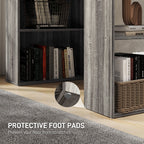 120cm Modern Computer Desk Bookshelf Study Table Workstation PC Laptop Writing Home Office 6 Shelves, Grey Wood-Effect