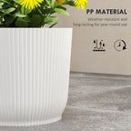 Set of 3 Round Plant Pots Outdoor 22cm for Garden, White