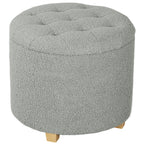45cm Round Ottoman with Storage, Lid, Cashmere Footstool Dark Grey